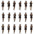 © sharplaninac - Set of standing young woman in black beachwear presenting, talking and thinking. Full body isolated on white background