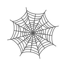 Vector Spider Web Icon On White For Halloween.