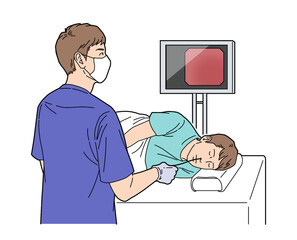 人物イラスト 経鼻胃内視鏡検査 男 