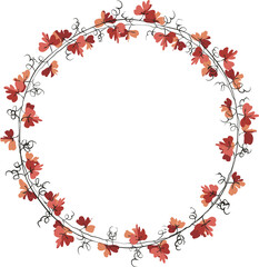 Wall Mural - Botanic garden plant maple red leaf vine wreath