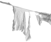 Cloth Torn Hanging Isolated On White