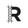 Initial Building Construction Logo On Letter R Alphabet Concept With Architecture Structure Symbol