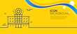 © blankstock - Hospital building line icon. Abstract yellow background. Medical help sign. Minimal hospital building line icon. Wave banner concept. Vector