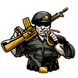© orrlov - military commando with gun and grenade, logo, cartoon, mascot, character, illustration, vector