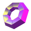 3d octagon matt glass futuristic png element. Yellow and purple chrome gradient holographic shape