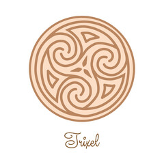 Wall Mural - Trixel, a Slavic symbol decorated with an ornament in a wreath of Scandinavian weaving. Beige trendy design