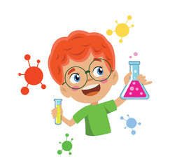 cute boy doing experiment examining cells in science lesson