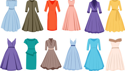 Wall Mural - dresses set in flat style style vector