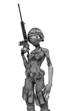 Soldier Girl Cartoon Girl Is Ready For War