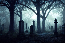 Cemetery In Fog