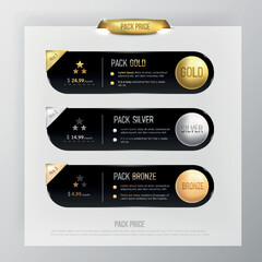 Wall Mural - Button web price table pack on background color black 25
