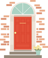 Wall Mural - Vintage Door Building Exterior. Vector illustration