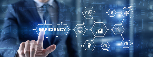 Wall Mural - efficiency. businessman presses the inscription on the virtual screen