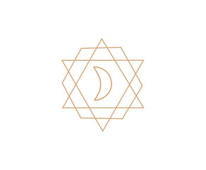 Wall Mural - Logo in a modern style. Vector linear icon. Boho characters - moon logo design templates - abstract design elements for decoration in modern minimalist style for social media posts, stories.