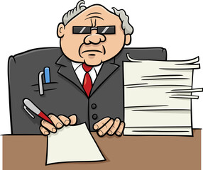 Wall Mural - boss or businessman at the desk cartoon illustration