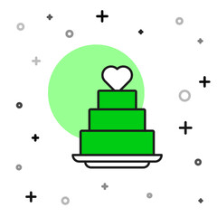 Canvas Print - Filled outline Wedding cake with heart icon isolated on white background. Vector