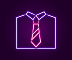 Wall Mural - Glowing neon line Tie icon isolated on black background. Necktie and neckcloth symbol. Colorful outline concept. Vector