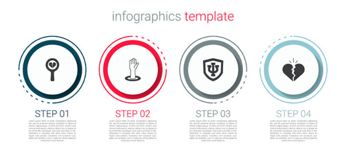 Set Broken heart or divorce, Helping hand, Psychology, Psi and . Business infographic template. Vector