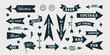 © foxysgraphic - Arrow set icons. Black and white collection vintage sign, symbols and graphic elements. Flat arrow set for decorative design. Hand-drawn graphics, drawing sign. Modern arrows. Vector Illustration