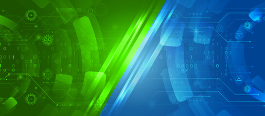 Cyber security internet and networking concept. Hi-tech vector illustration with various technology elements. Abstract global sci-fi concept. Digital internet communication in two-color background.