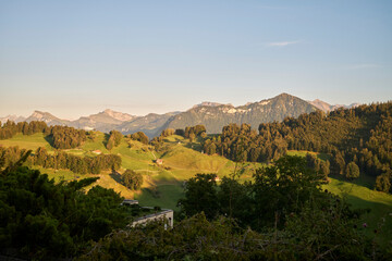 Sticker - Mountainous valley with trees and houses