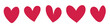 Red heart icons set on white background