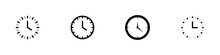 Conjunto De Iconos De Reloj. Concepto De Tiempo. Colección De Relojes De Diferentes Diseños. Ilustración Vectorial