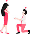 Valentine s Day festival with a man propose marriage with girlfriend cartoon character