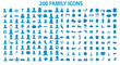 200 family icons set in flat style for any design vector illustration
