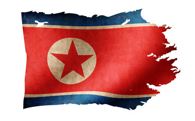 Wall Mural - Dirty and torn country flag illustration / North Korea