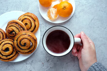 Christmas Holidays Food - Tea Cup, Tangerine And Poppy Seed Buns