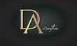 DA letters luxury jewellery fashion brand monogram, creative premium stylish golden logo icon