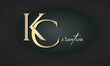 KC letters luxury jewellery fashion brand monogram, creative premium stylish golden logo icon