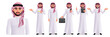 © Zeinous - Arab man vector character set design. Saudi arabian male graphic collection in happy and serious facial expression for middle eastern business characters. Vector illustration.