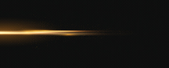 Poster - Gold horizontal lens flares pack. Laser beams, horizontal light rays. Glow transparent vector light effect set, explosion, shine, spark, solar flare.
