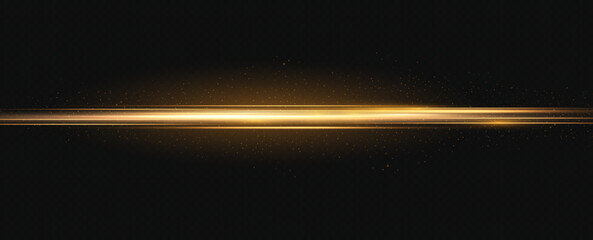 Poster - Gold horizontal lens flares pack. Laser beams, horizontal light rays. Glow transparent vector light effect set, explosion, shine, spark, solar flare.