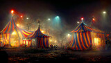 Fototapeta  - halloween haunted circus conceptual illustration, created with generative ai