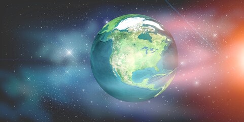 Wall Mural - view of the earth, star and galaxy from space.