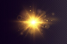 Glow Effect. Star On Transparent Background.Bright Sun. Vector Illustration.