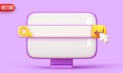 Wall Mural - search bar template for website in computer. navigation search for browser. realistic 3d monitor pc.