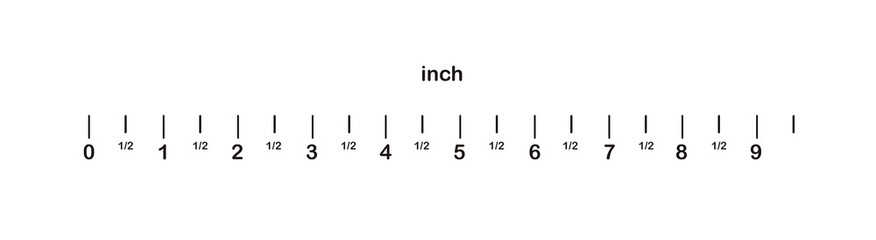 Wall Mural - Measuring length markings in inches of ruler on white background. Illustration