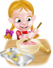 Wall Mural - Cartoon Baking Girl