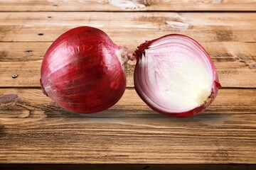 Canvas Print - Delicious onions vegetables on the desk background