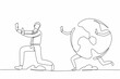 © Simple Line - Continuous one line drawing stressed businessman being chased by globe. Manager chased by international partnership agenda, cooperation, teamwork. Single line draw design vector graphic illustration