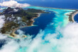 Aerial Bora Bora Island Tahiti South Pacific coastline