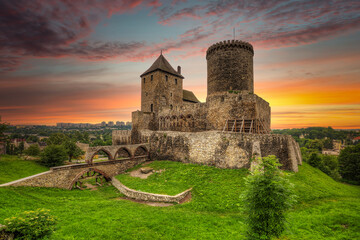 Wall Mural - Medieval castle in Bedzin at sunset, Poland