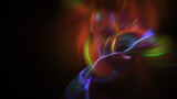 Fototapeta  - Abstract blue and red blurred lights. Fantastic holiday background. Digital fractal art. 3d rendering.