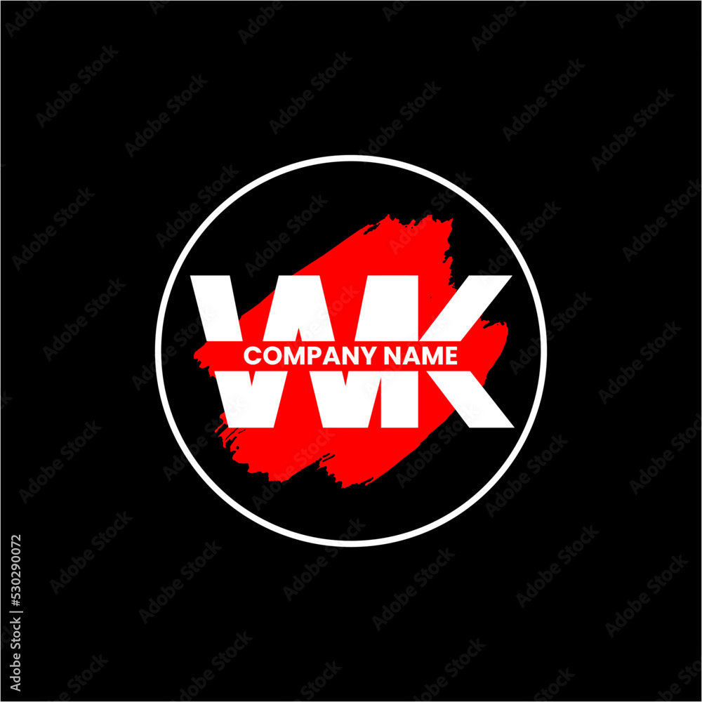 WK Letter Simple Brush Monogram Logo Linked Circle High Quality Logo ...