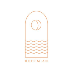 Wall Mural - Logo in a modern style. Vector linear icon. Boho characters - solar logo design templates - abstract design elements for modern minimalist style social media posts and stories.