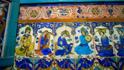 Sticker - Painted tiles in old Hammam in Kerman, Iran